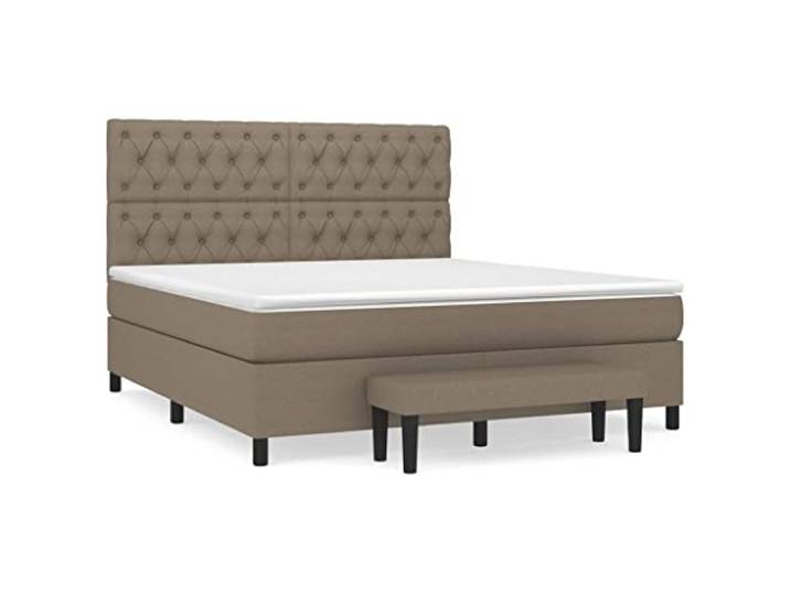 Makastle Boxspringbett mit Matratze Taupe 160x200 cm Höhenverstellbares Kopfteil