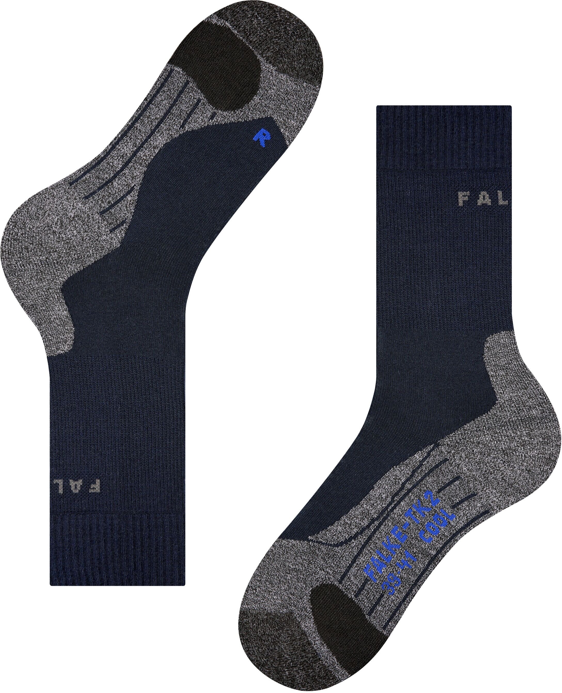 Wandersocken FALKE "TK2 Explore Cool", Herren, Gr. 42-43, blau (marine), Materialmix, normal, Socken Wandersocken, hoher Komfort im Mittelgebirge, schnelltrocknend, atmungsaktiv