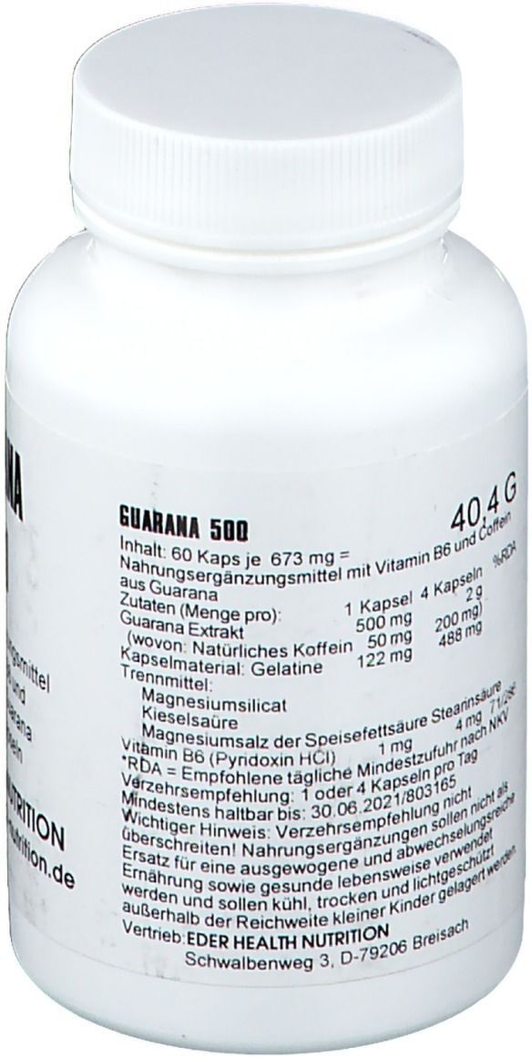 EDER Health Nutrition Guarana 500 Kapseln 60 St