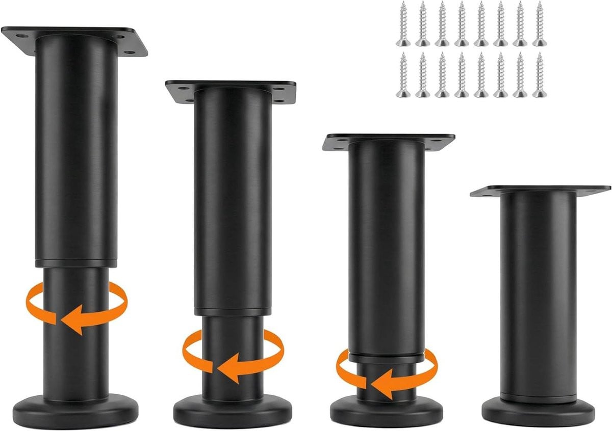 Verstelbare Meubelpoten Zwart 12-18 cm voor Bed en Meubels