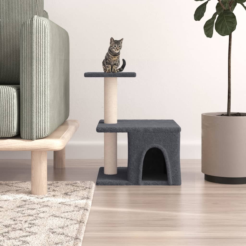 vidaXL Rascador para gatos con postes de sisal gris oscuro 48 cm Gris