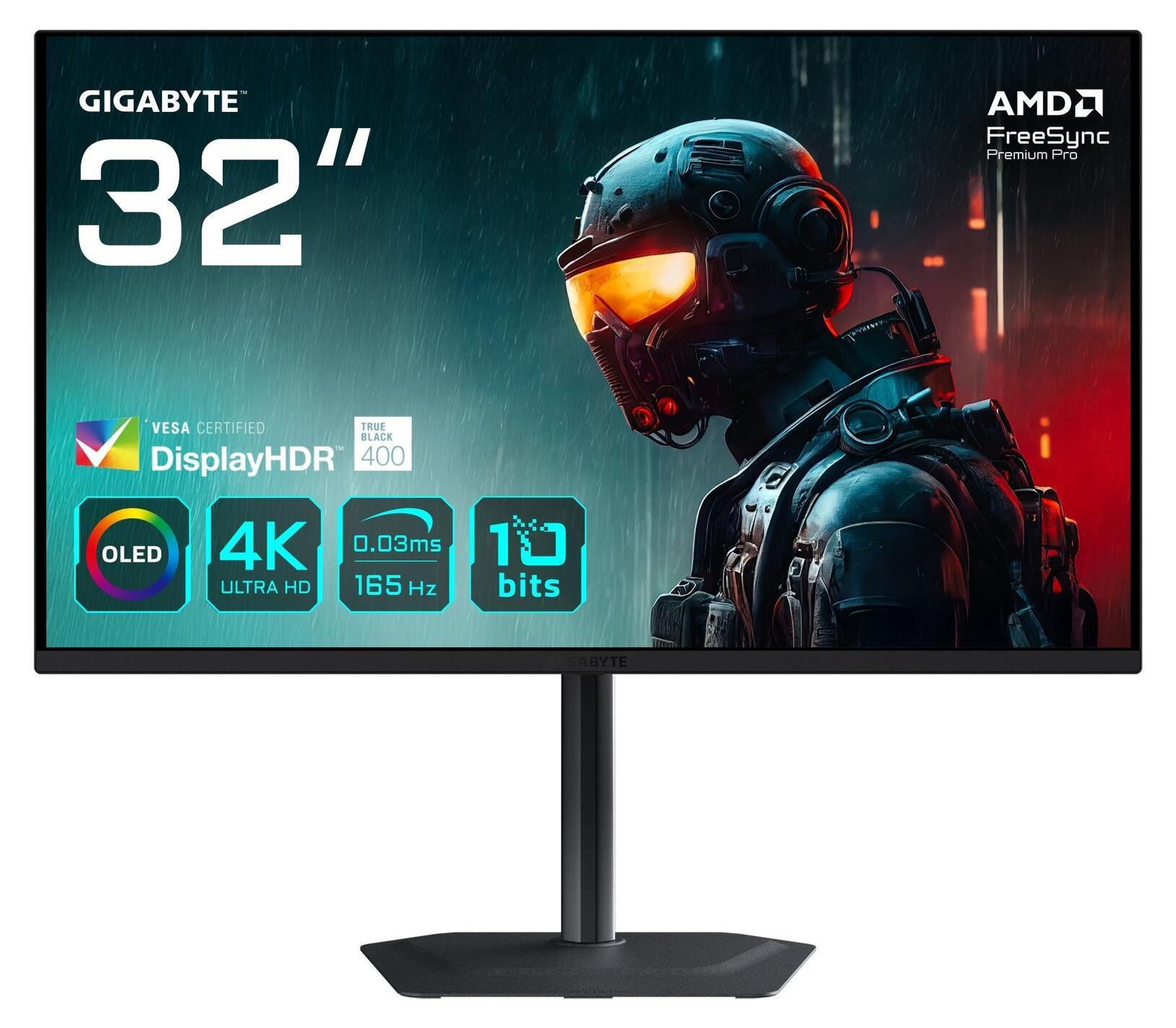 GIGABYTE MO32U 31.5" OLED 4K UHD Gaming Monitor, 80 cm (31.5"), 3840 x 2160 Pixel, 4K Ultra HD, OLED, 0,03 ms, Schwarz