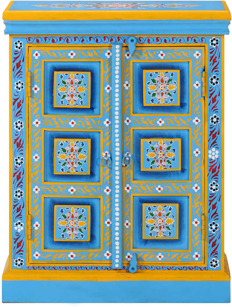 vidaXL Buffet Bois massif de manguier Peinture manuelle turquoise