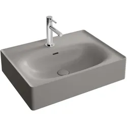 VitrA Equal Aufsatz-Waschtisch 7241B476-0631 60x45cm, Hahnloch/Überlaufschlitz, geschliffen, steingrau matt VC