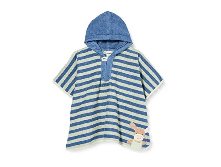 Sterntaler Baby Badeponcho mit Kapuze, Esel Emmilius, Einheitsgröße, Baumwolle, Grün/Blau
