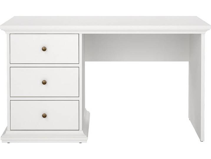 Venedig Schreibtisch mit 3 Schubladen Breite 130 cm, Höhe 73 cm weiß.