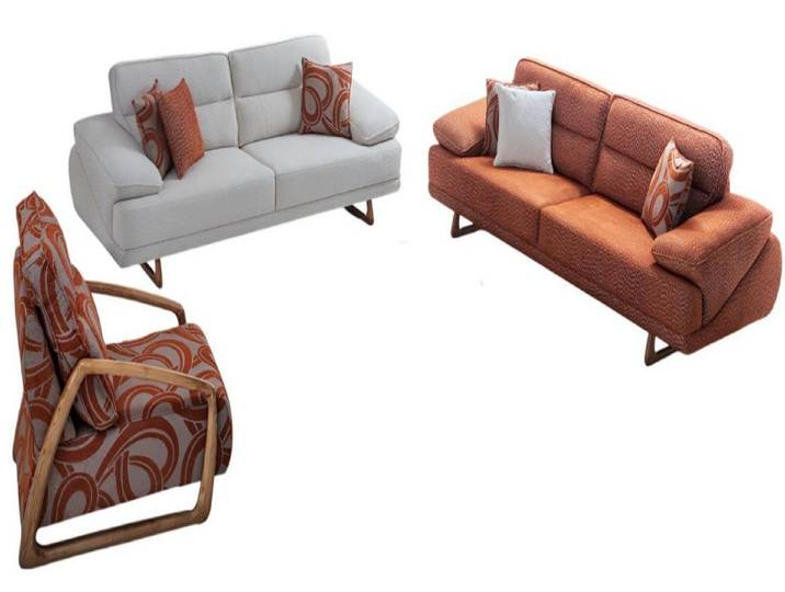 JVmoebel Polstergarnitur Moderne Sofas mit Textilbezug und bequemen Sessel, (3-tlg)