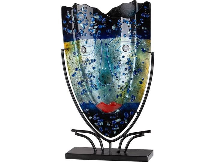 Bodenvase GILDE Bodenvase oval Magic , bunt (blau), B:30cm H:49cm T:10,5cm, Glas, Vasen, Bodenvase