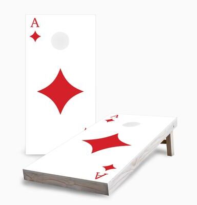 Skip's Garage Ace of Diamonds Corn Hole Board Set w Case & Lights
