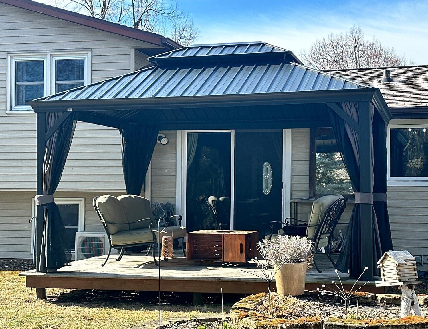 PURPLE LEAF Hardtop Pavillon 3x4m wasserdicht winterfest und stabil für den Garten,grau
