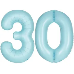 XL Folienballon hellblau Zahl 30
