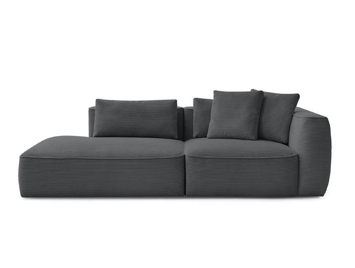 3er Sofa BOBOCHIC LEOPOLD Cord-Stoff dunkelgrau