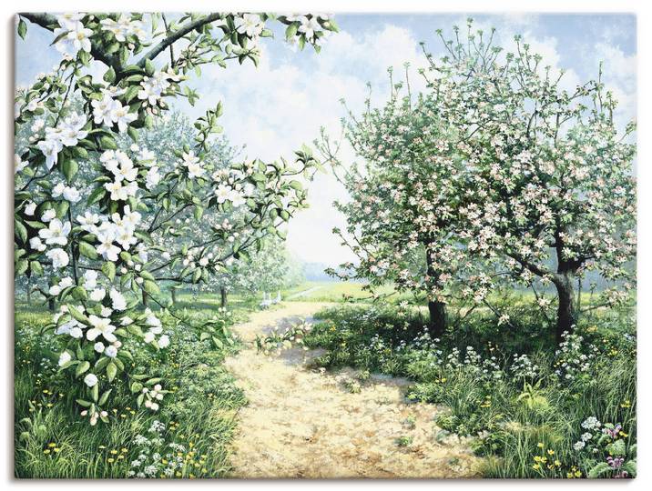 Leinwandbild ARTLAND Frühling I , grün (farbe bild(er): grün), B:80cm H:60cm, Bilder, Leinwandbild, auf Holzrahmen gespannt