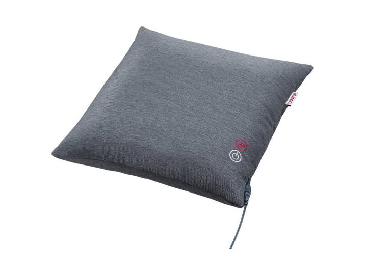 Beurer Massagekissen, Grau, Textil, 40x10x40 cm, liegend und sitzend verwendbar, einfache Bedienung, Timerfunktion, Bezug waschbar, Wärmefunktion, Lichtfunktion, verschiedene Massagerichtungen, angenehm wärmend, Freizeit & Co, Wellness & Gesundheit, Massagegeräte