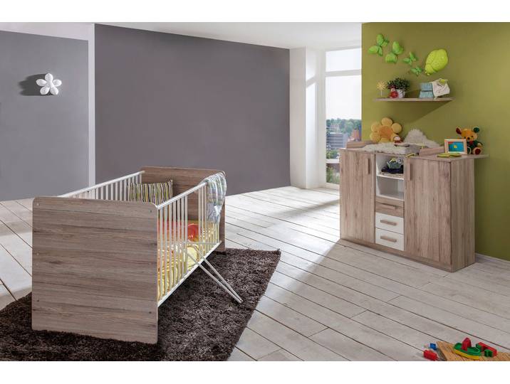 Babymöbel-Set WIMEX Bergamo , weiss (san remo eiche nb, alpinweiß), B/H: 70cm x 140cm, Holzwerkstoff, Schlafzimmermöbel-Sets, Babymöbel-Set, Bett + Wickelkommode
