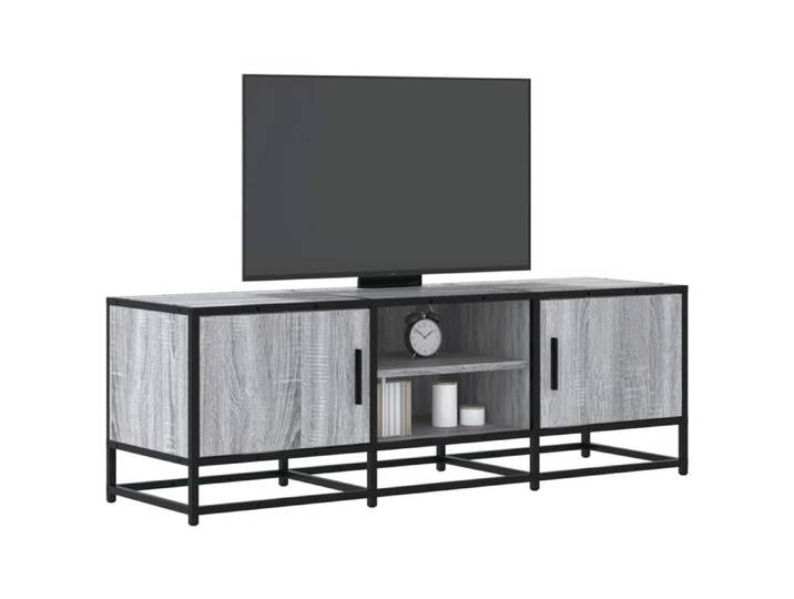 Meuble TV sonoma gris 120x35x41 cm bois d'ingénierie et métal banc TV meuble hifi centre de divertissement buffet 848842