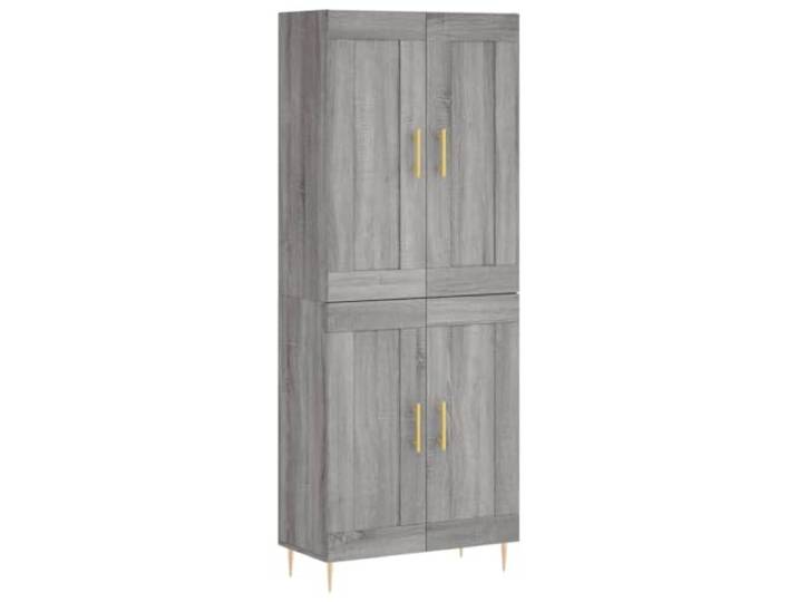 GHVBNMF Highboard Grau Sonoma 69,5x34x180 cm Schrank 2-tlg. Robuste Eisenbeine bieten im Wohnzimmer stabilen Stand für die staubfreie Aufbewahrung diverser Alltagsgegenstände.