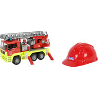 01760 Feuerwehrfahrzeug mit Drehleiter, Licht- und Soundmodul und Spielhelm, Modellfahrzeug