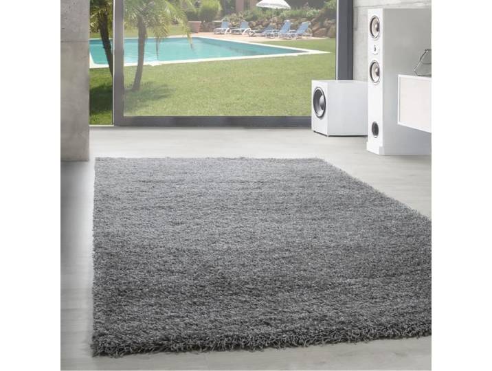 Tapis Shaggy haut fleuri gris clair - Rectangulaire 160x230 cm - Oeko Tex