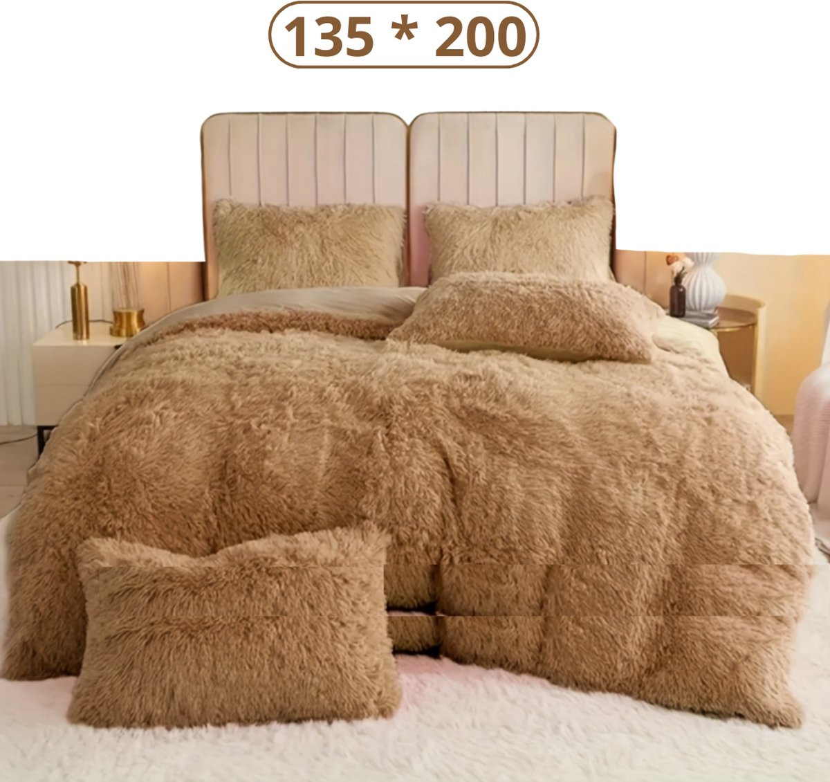 Bovista Teddy Fleece Dekbedovertrek met Kussenslopen - Geel - 135 x 200 cm