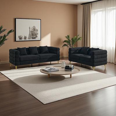 ZWYO HOSIMU Teddy Combination Sofa Set with Streamline Modern Design and Gold Metal Legs (5-Seater)
