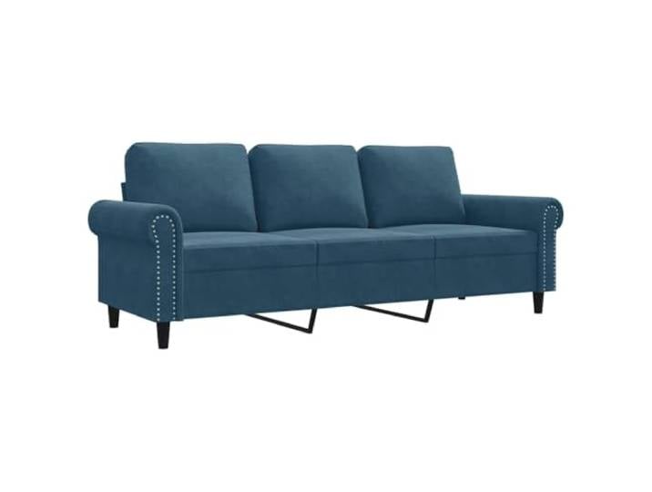 GHVBNMF 3-Sitzer Sofa Samt Couch Polstersofa mit Metallgestell Blau Samtweicher 3-Sitzer Dreisitzer mit dicker Schaumstoffpolsterung und stabiler Metallkonstruktion fürs Wohnzimmer.