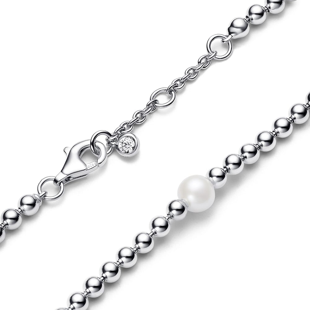 Bracelet Pandora Perle De Culture D'Eau Douce Traitée Et Détails Sertis Grain Femme