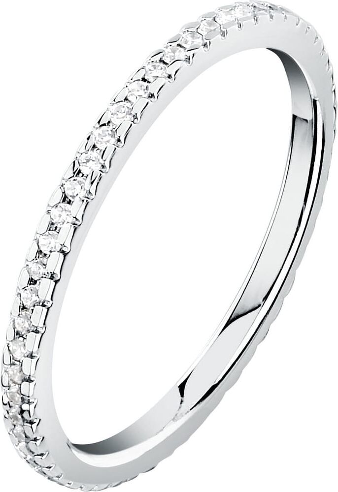 Alliance Promesse En Or 375/1000 Blanc Et Diamant Femme