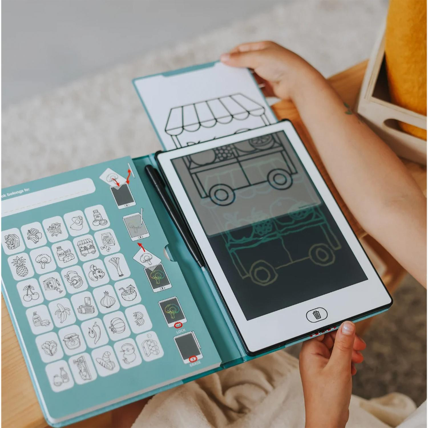 LCD Tekentablet Kidydraw Mini Tiny - Turquoise - Kidywolf