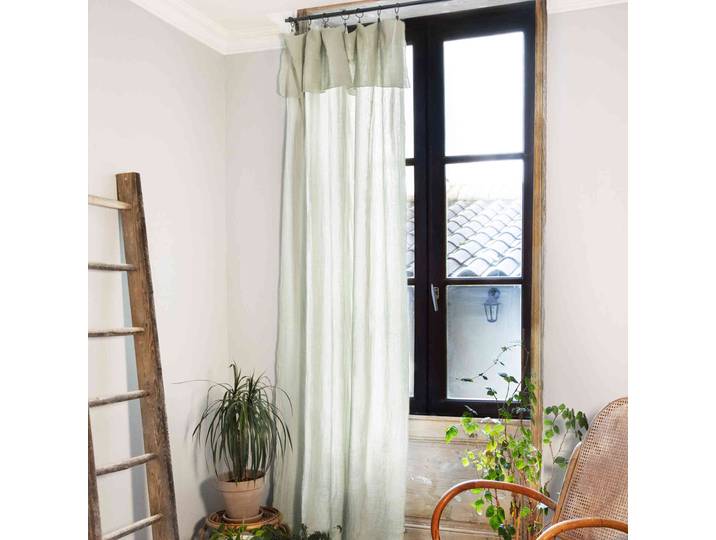 Rideau gaze de coton ajustable 140x300 cm vert