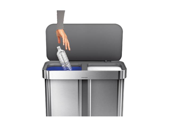 Mülleimer SIMPLEHUMAN Step Can 34+24 l , silber, B:36,07cm H:65,53cm T:55,88cm, Edelstahl, Mülleimer, Mülleimer
