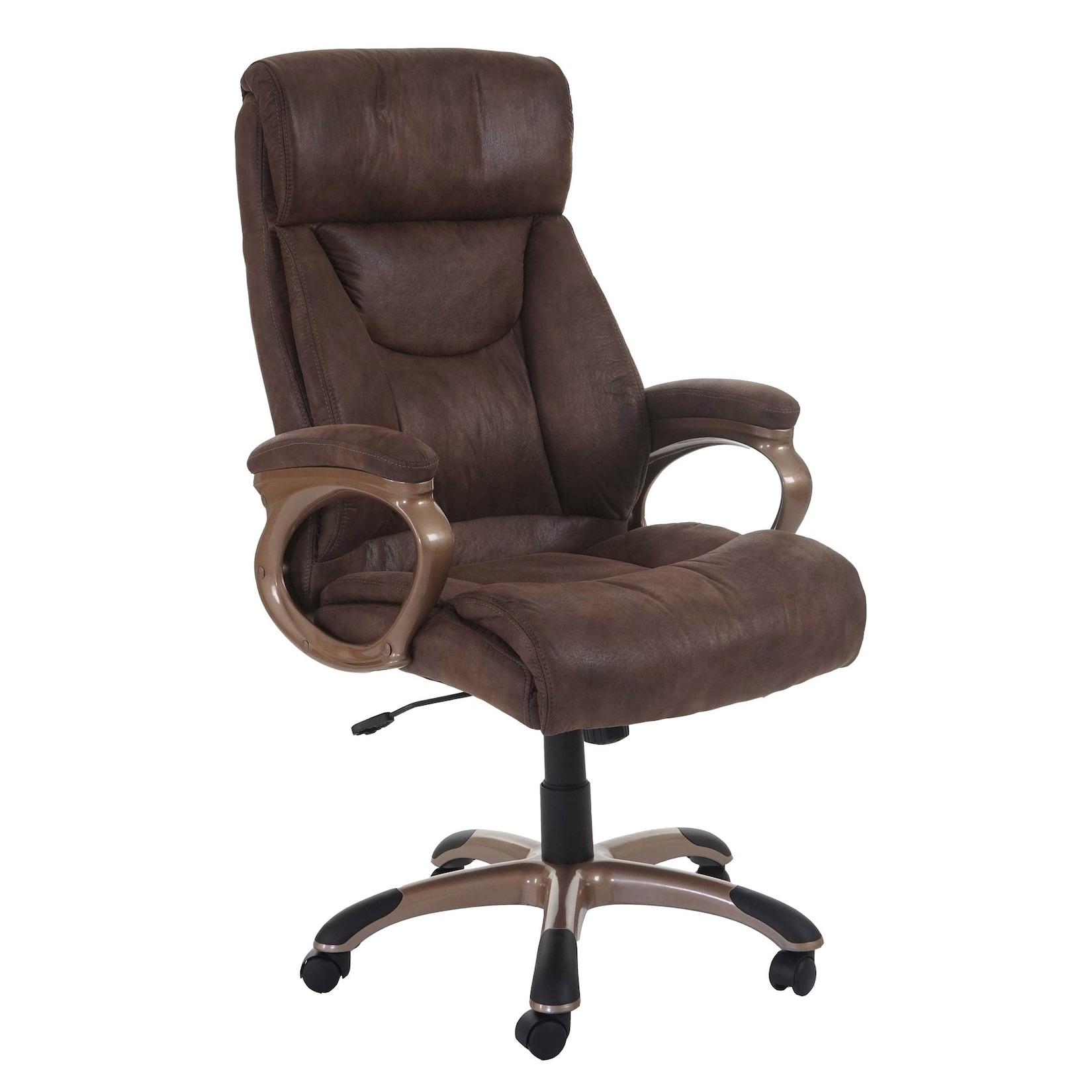 Bürostuhl Denver, Schreibtischstuhl Drehstuhl Chefsessel, MVG-zertifiziert ~ Wildleder-Optik taupe-braun