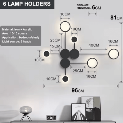 Inspire Curations Nordic Modern Minimalist LED Wall Sconce 6 Heads Black warm And White