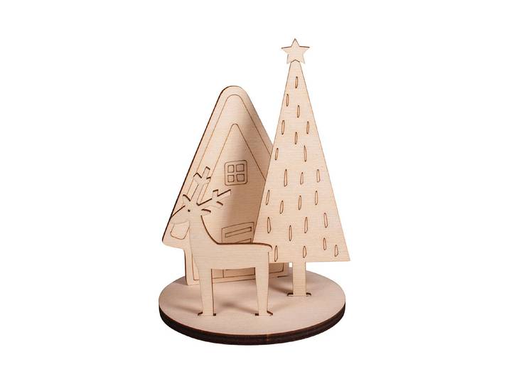 Rayher Holz-Steckteile Winterhome 10 × 10 × 14.5 cm