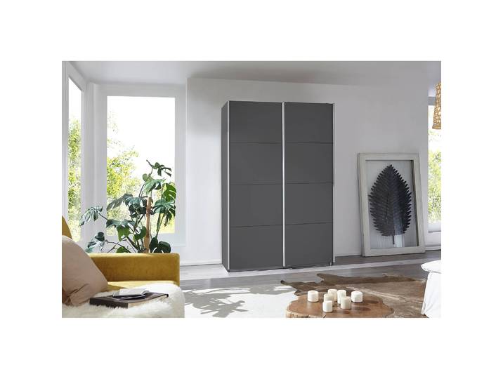 Schwebetürenschrank I 136cm Grau/Graumetallic Premium ohne Spiegeltür/-en