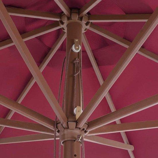 Famanu Parasol mit Holzmast - Große Sonnenschirm - Bordeauxrot