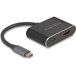 Delock USB Type-C™ Adapter zu HDMI (DP Alt Mode) 8K mit HDR und Power Delivery 100 W (HDMI), Video Adapter, Schwarz