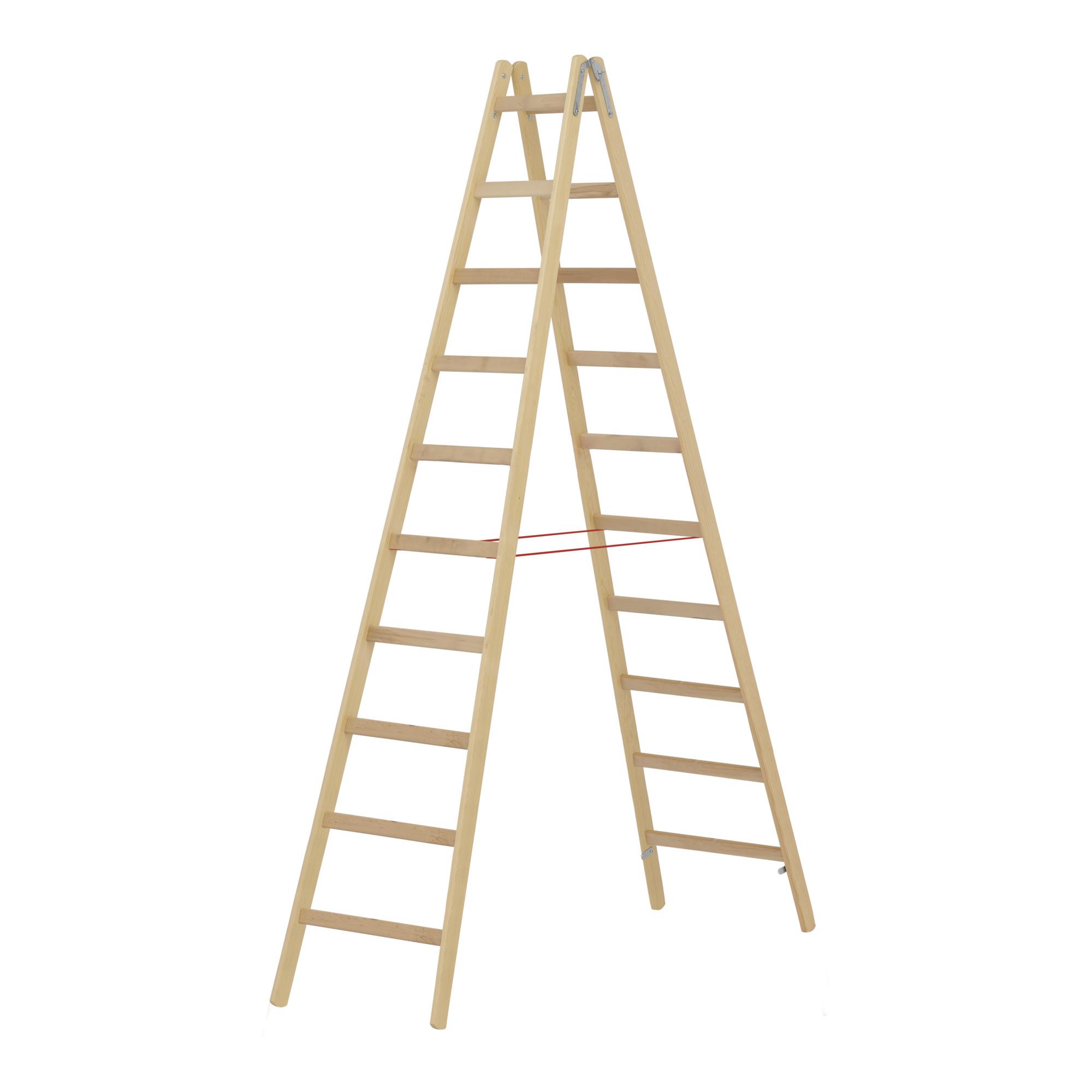 Hymer Holz-Sprossenstehleiter, beidseitig begehbar, 2x10 Sprossen (7141020)