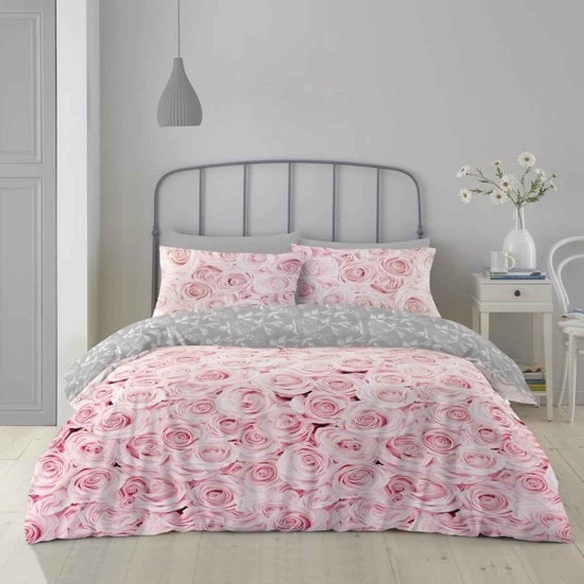 Bellerose 3-delig dekbedset met roze bloemen van katoenmix