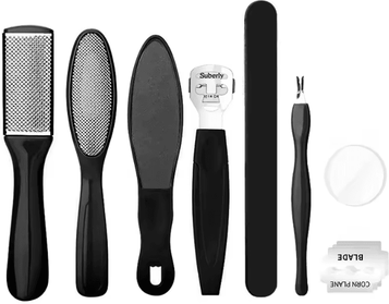 Inspire Essentials SmoothStep 8 Piece Foot Callus Remover Pedicure Kit black