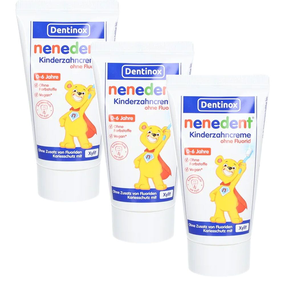 nenedent Kinderzahncreme ohne Fluorid 3x50 ml Zahncreme