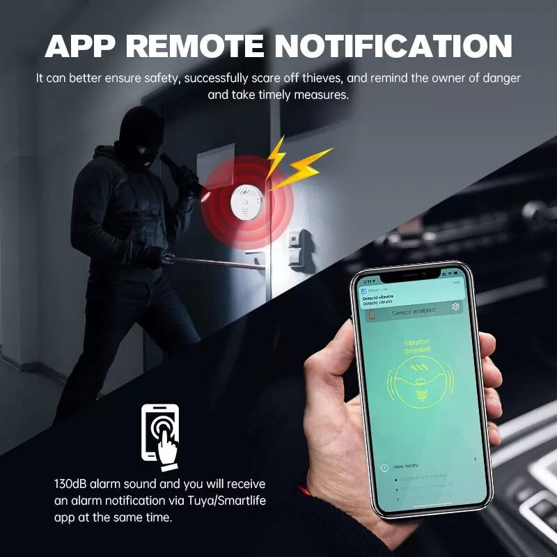 INF WiFi Smart Vibrationssensor Alarm – Fernüberwachung & Einstellbare Empfindlichkeit