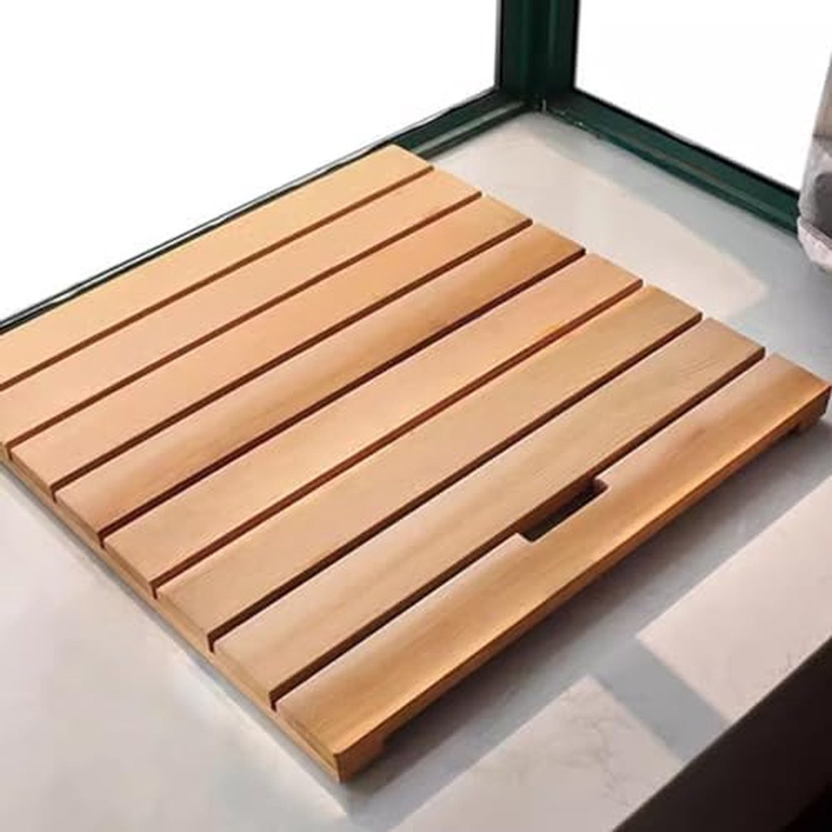 Houten Badmat met Antislip en Handvat - Waterafstotende Douchemat voor de Badkamer