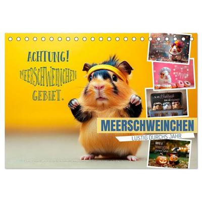 Meerschweinchen LUSTIG DURCHS JAHR (Tischkalender 2027 DIN A5 quer), CALVENDO Monatskalender