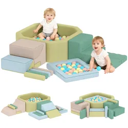 AIYAPLAY Schaumstoff Bausteine Kinder 15er-Set mit Bällepool, 200 Bälle Mehrfarbig