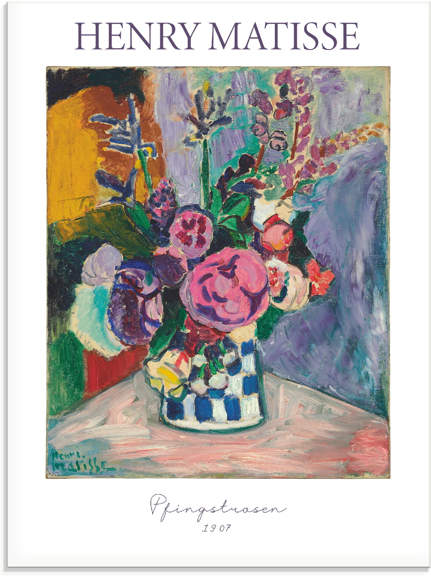 Glasbild ARTLAND "Pfingstrosen. 1907", bunt (farbe bild(er): farbig), B:45cm H:60cm, Bilder, Glasbild, in verschiedenen Grössen farbe bild(er): farbig B/H/T: 45cm x 60cm, Glasbild Arrangements Hochformat, 1 Stk.