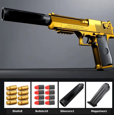 Inspire Curations Desert Eagle Style Shell Ejecting Foam Dart Toy Blaster gold a