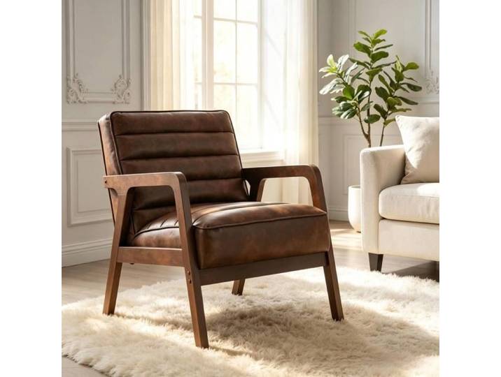 ELVORIN Fauteuil de salon en PU 64 x 86 x 79 cm marron vintage