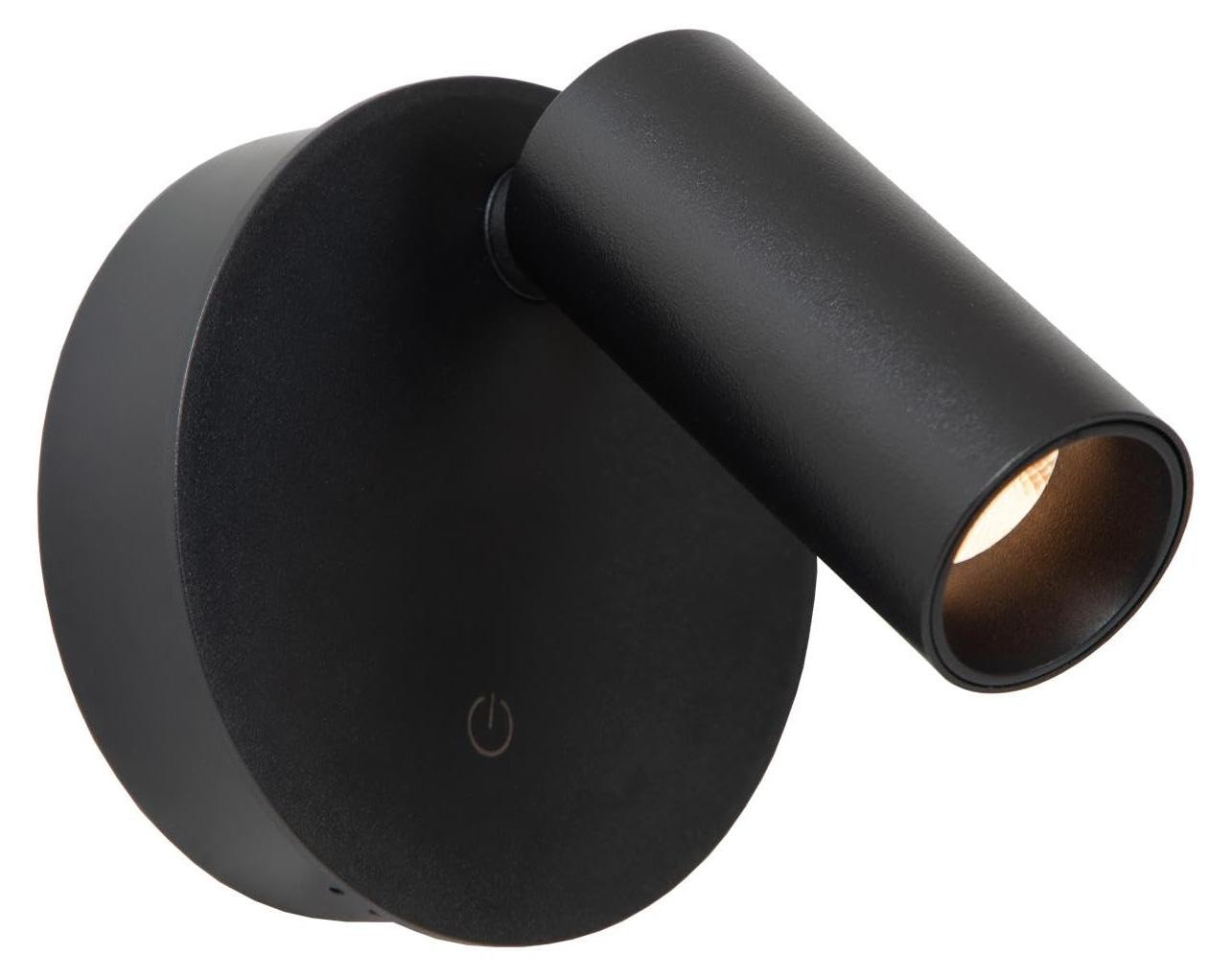 Lucide TONI Oplaadbare Wandlamp - Zwart - Dimbare LED met CCT - Diameter: 8,1 cm