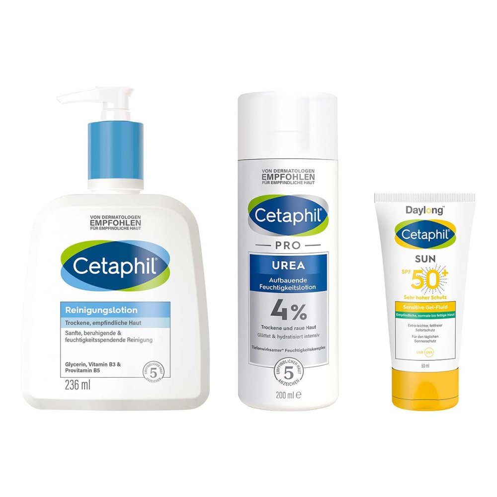 Galderma Laboratorium GmbH Cetaphil Pflegeset mit Urea: Reinigung, Pflege & UV-Schutz 08105387